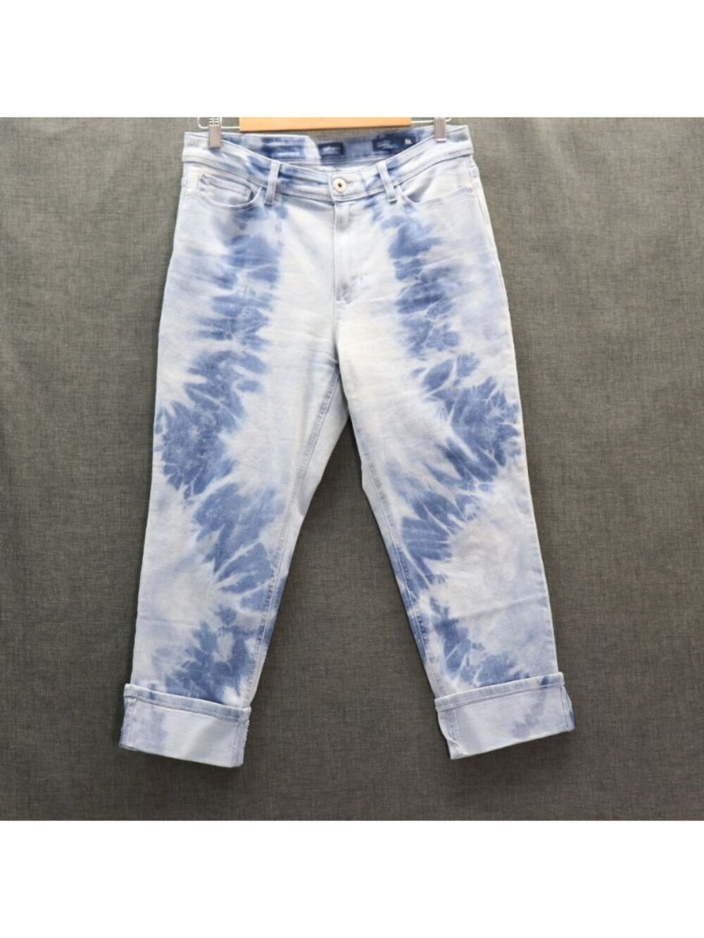 J.Jill High-Rise Cropped Jeans 10P Blue Tie-Dye Cuffed Sustainable Denim